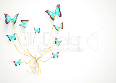 Bouquet of butterflies on white background