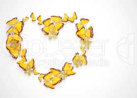 Heart shape frame of butterflies