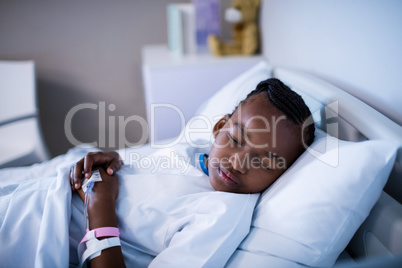 Patient sleeping on the bed at hospital