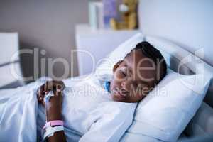 Patient sleeping on the bed at hospital