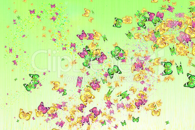 Multicolored butterflies on a light background
