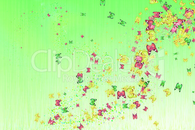 Multicolored butterflies on a light background