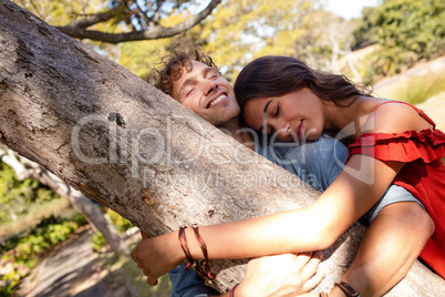 Romantic couple embracing each other