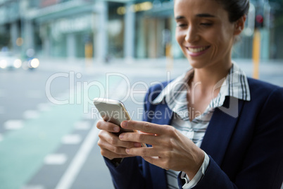 Business executive using mobile phone