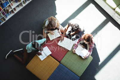 Attentive students studying in library