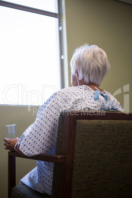 Senior patient siting on chair