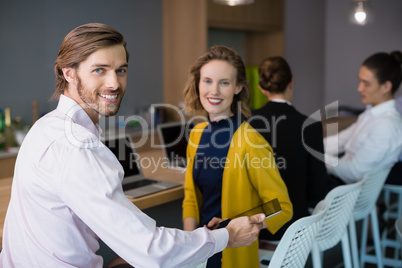 Business executives discussing on conference table