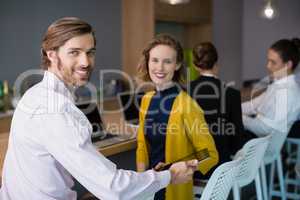 Business executives discussing on conference table