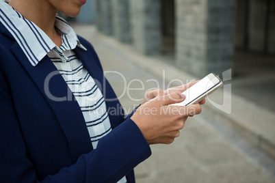 Business executive using mobile phone