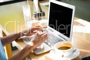 Female executive using laptop