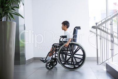 Disabled boy patient on wheelchair