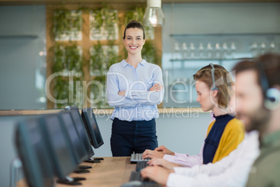 Customer service executives working in call center