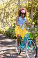 Woman cycling in the park