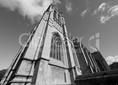 Bristol Cathedral in Bristol in black and white