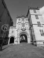 Great Gatehouse (Abbey Gatehouse) in Bristol in black and white