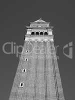 St Mark campanile in Venice in black and white