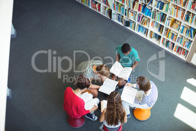 Attentive students studying in library