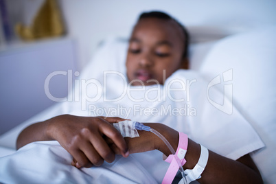 Patient sleeping on the bed at hospital