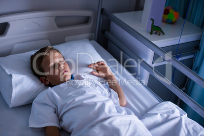 Patient sleeping on bed