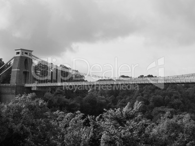 Clifton Suspension Bridge in Bristol in black and white