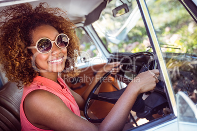 Woman driving a campervan