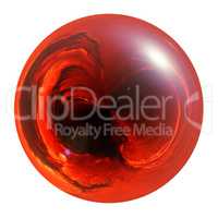 3d red fiery sphere on white background