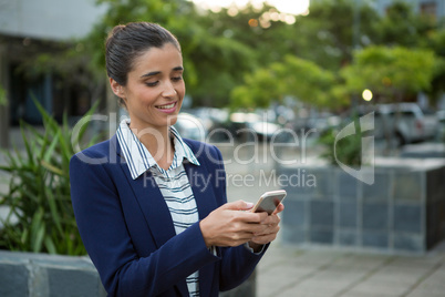 Business executive using mobile phone