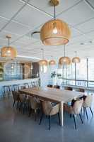 Office cafeteria with table and chairs