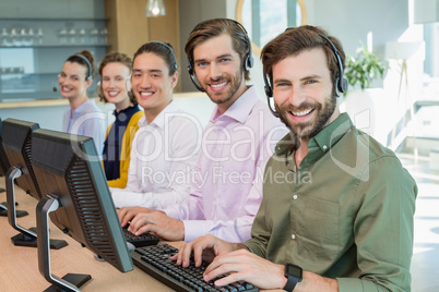 Customer service executives working in call center