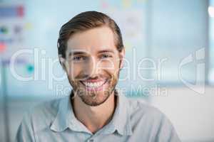 Smiling business executive sitting in office