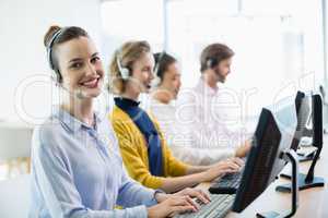 Customer service executives working in call center