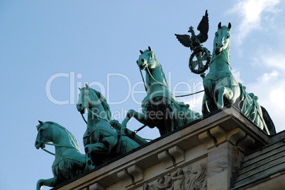 The Brandenburg Gate quadriga in Berlin, Germany