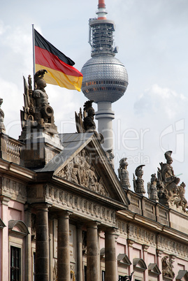 Detail of the Zeughaus in Berlin, Germany. In the background the