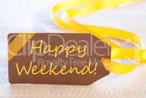 Easter Label, Text Happy Weekend