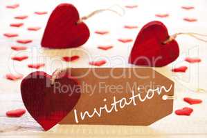 Label With Many Red Heart, Text Invitation