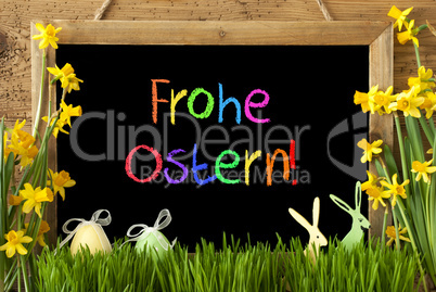 Narcissus, Egg, Bunny, Colorful Frohe Ostern Means Happy Easter