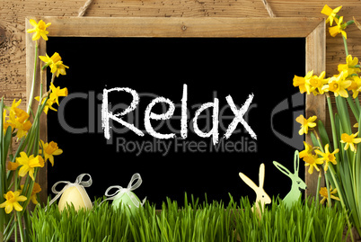 Narcissus, Easter Egg, Bunny, Text Relax