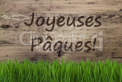 Aged Wooden Background, Gras, Joyeuses Paques Means Happy Easter