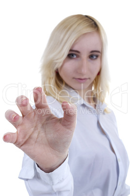 Woman shows a rotational motion of the hand