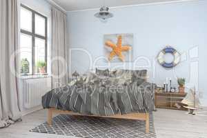 3d render - maritime holiday flatt - bedroom