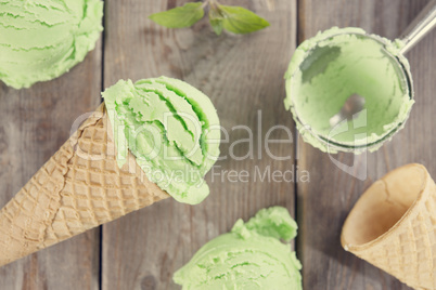 Top view mint ice cream