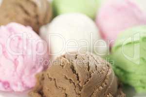 Close up ice cream collection.