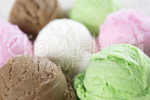 Close up assorted ice cream.