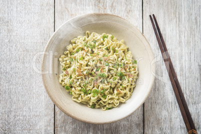 Asian Japanese dried ramen noodles  top view