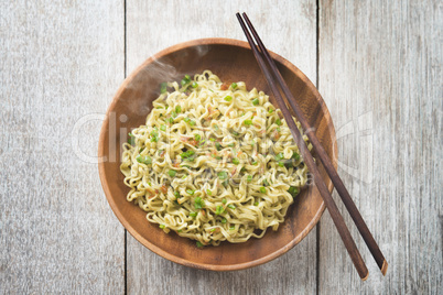 Delicious Asian Japanese dried ramen noodles top view