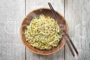 Delicious Asian Japanese dried ramen noodles top view