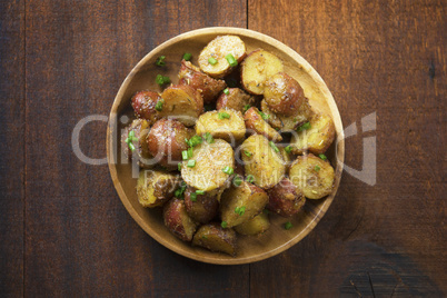 Oven baked potatoes on plate