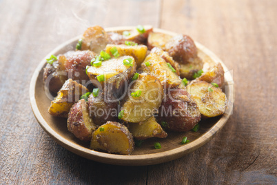 Oven roasted potatoes on plate ready to serve