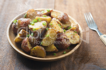 Oven roasted potatoes ready to serve