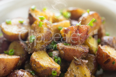 Roasted potatoes close up
